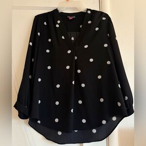 Vince Camuto Black Blouse with White Dots